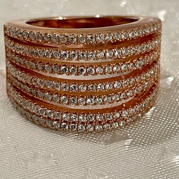 Natural White Zircon (Not Cubic Zirconia) 18k RG over Sterling Silver Sz 7! ✨️ - Picture 3 of 8